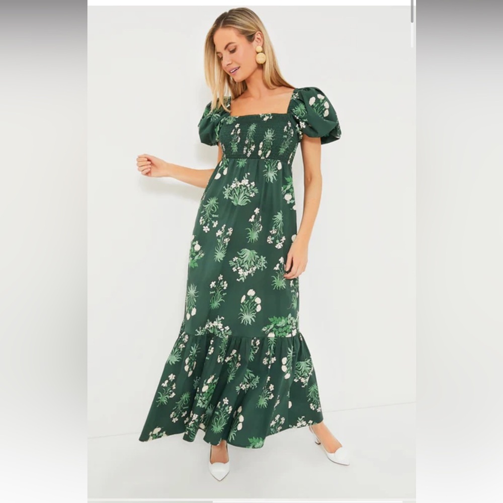 Tuckernuck Viridian Stamped Bouquets Gabrielle Dress